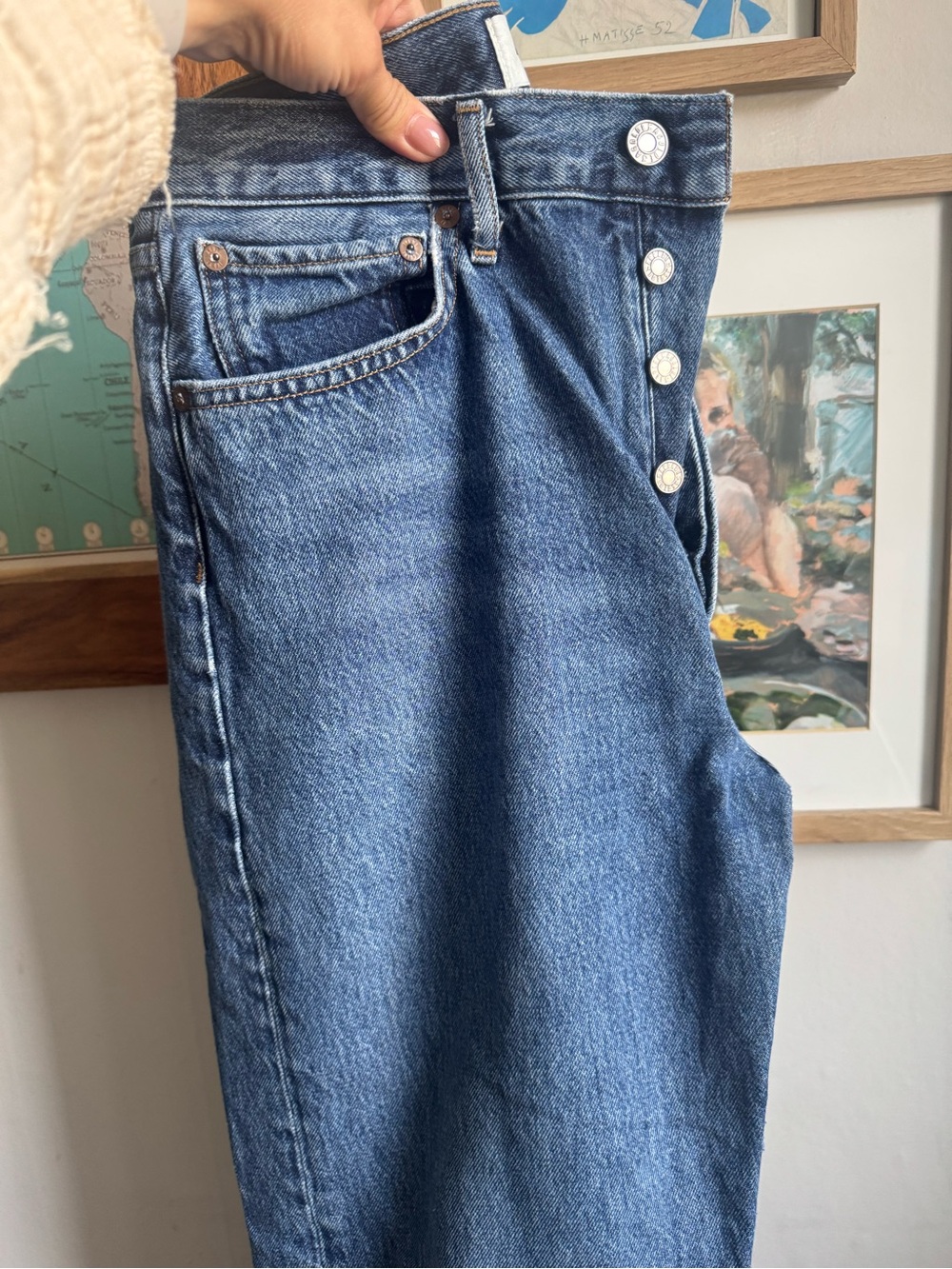 AGOLDE Women's Straight Leg Jeans in Medium Blue Denim